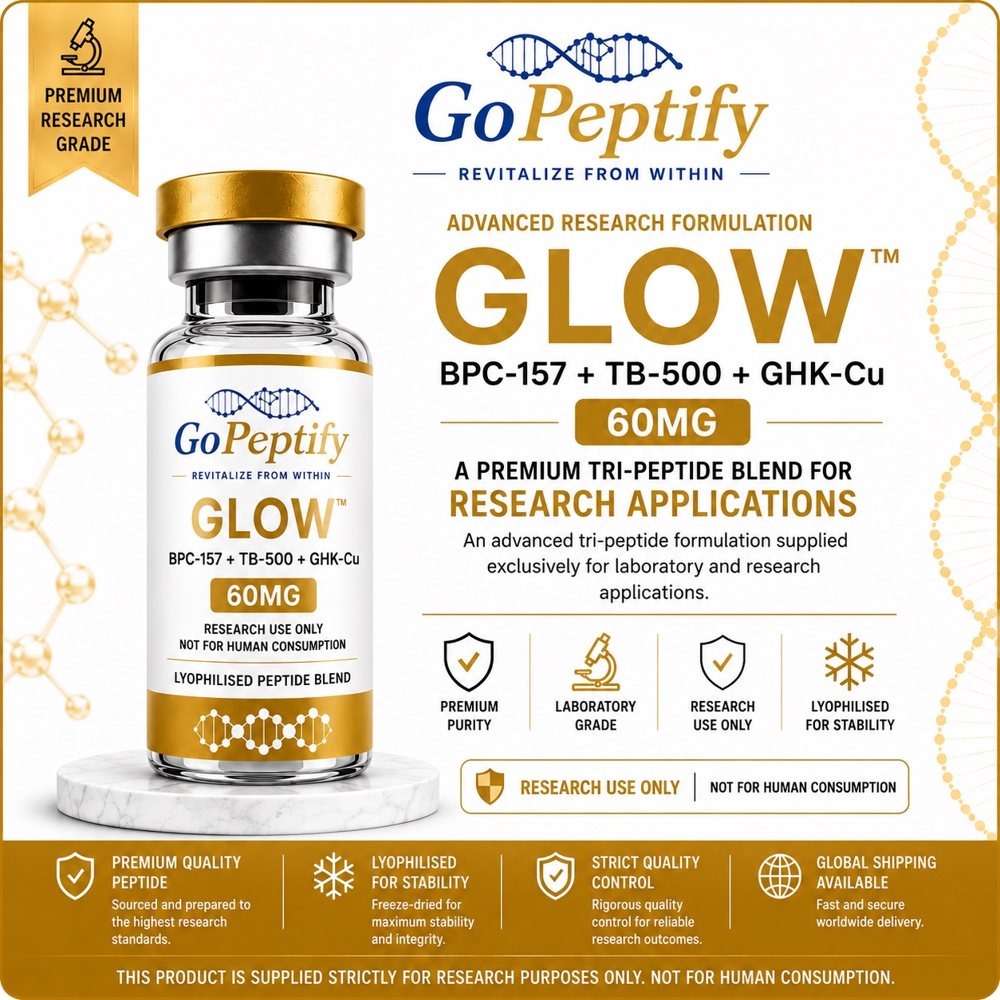 GLOW – BPC 157 + GKU-CU + TB500 research vial