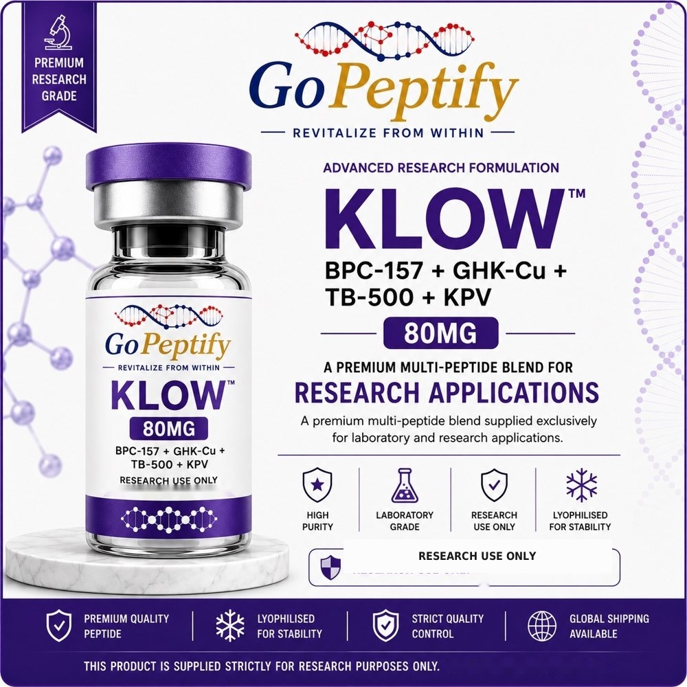 KLOW – BPC 157 10mg + GKU-CU 50mg + TB500 10mg + KPV 10mg (80mg) research vial